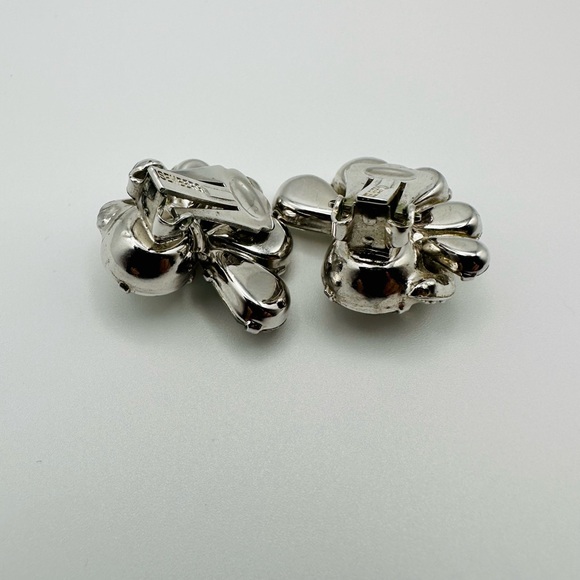 Vintage signed Eisenberg clear rhinestone with crystal clips earrings - Picture 5 of 8